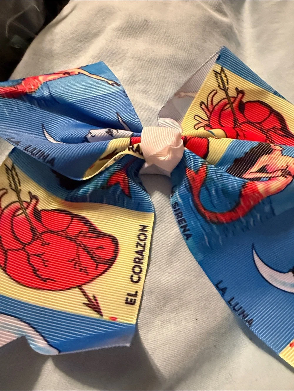 Multiples Blue Mermaid Print Hair Bow with Orange Scrunchies